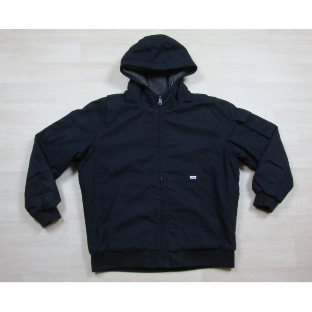 Lee Workwear Heavyweight Duck Canvas Sherpa‎ Lined Bomber Jacket Men's (XL) Hood